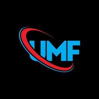 logotipo umf. letra umf. design de logotipo de letra umf. iniciais umf logotipo ligado com círculo e logotipo monograma maiúsculo. tipografia umf para marca de tecnologia, negócios e imóveis. vetor