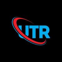 logotipo utr. letra utra. design de logotipo de carta utr. iniciais utr logotipo ligado com círculo e logotipo monograma maiúsculo. tipografia utr para marca de tecnologia, negócios e imóveis. vetor