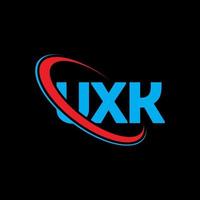 logotipo ux. carta ux. design de logotipo de letra uxk. iniciais uxk logotipo ligado com círculo e logotipo monograma em maiúsculas. tipografia uxk para tecnologia, negócios e marca imobiliária. vetor