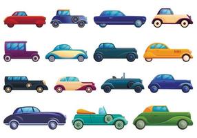 conjunto de ícones antigos de carro, estilo cartoon
