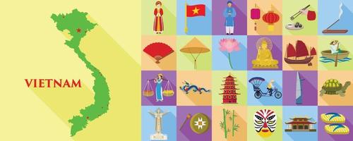 conjunto de ícones do vietnã, estilo simples vetor