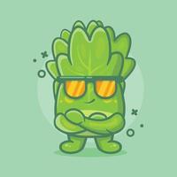 mascote de personagem vegetal de alface fofa com desenho isolado de expressão legal em design de estilo simples vetor