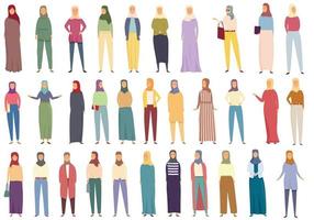 ícones da moda muçulmana definir vetor dos desenhos animados. árabe casual
