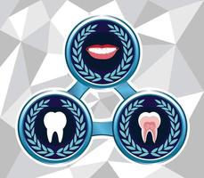 ícones odontológicos com fundo de polígono vetor