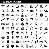 conjunto de 100 ícones de ferro, estilo simples vetor