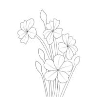 jardinagem flor desabrochando ilustração de desenho linear para colorir para crianças vetor