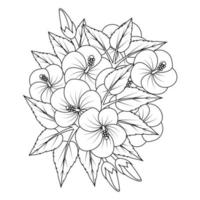 rosa de sharon flor linha arte vector design gráfico da página para colorir com forma detalhada