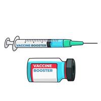 reforço de vacina contra vírus e ilustração vetorial de seringa para saúde médica e hospital vetor