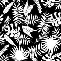 folhas de palmeira sem costura ilustração vetorial preto e branco vetor