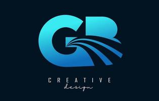 letras azuis criativas gb gb logotipo com linhas principais e design de conceito de estrada. letras com desenho geométrico. vetor