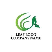logotipo de vetor de ícone de folha verde simples