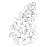 rosa de sharon flor doodle arte de linha livro de colorir página de design gráfico vetorial vetor