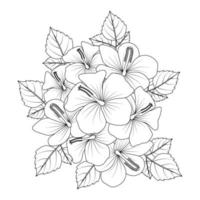 doodle página para colorir de ilustração de flor de hibisco com traço de arte de linha vetor