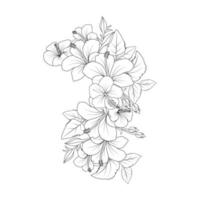 flor de hibisco moscheutos para colorir arte de linha de página com gráfico de traçado vetorial vetor