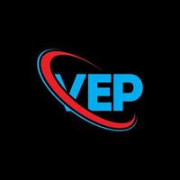 logotipo vep. carta vep. design de logotipo de carta vep. iniciais vep logotipo ligado com círculo e logotipo monograma maiúsculo. tipografia vep para marca de tecnologia, negócios e imóveis. vetor