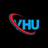 logotipo vhu. carta vhu. design de logotipo de letra vhu. iniciais vhu logotipo ligado com círculo e logotipo monograma maiúsculo. tipografia vhu para tecnologia, negócios e marca imobiliária. vetor