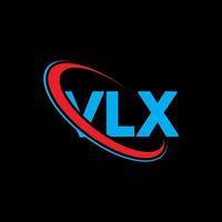 logotipo vlx. letra vlx. design de logotipo de carta vlx. iniciais vlx logotipo ligado com círculo e logotipo monograma em maiúsculas. vlx tipografia para tecnologia, negócios e marca imobiliária. vetor