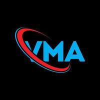 logotipo vma. carta vma. design de logotipo de carta vma. iniciais vma logotipo vinculado com círculo e logotipo monograma em maiúsculas. tipografia vma para marca de tecnologia, negócios e imóveis. vetor