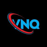logotipo vnq. letra vnq. design de logotipo de letra vnq. iniciais vnq logotipo ligado com círculo e logotipo monograma em maiúsculas. tipografia vnq para tecnologia, negócios e marca imobiliária. vetor