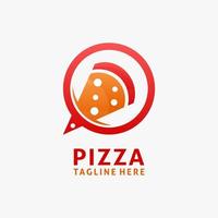 design de logotipo de pizza de bate-papo vetor