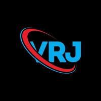 logotipo vrj. carta vr. design de logotipo de carta vrj. iniciais vrj logotipo ligado com círculo e logotipo monograma em maiúsculas. tipografia vrj para marca de tecnologia, negócios e imóveis. vetor