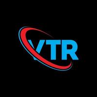 logotipo vtr. letra vtr. design de logotipo de carta vtr. iniciais vtr logotipo ligado com círculo e logotipo monograma em maiúsculas. tipografia vtr para marca de tecnologia, negócios e imóveis. vetor