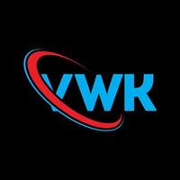 logotipo vwk. carta vw. design de logotipo de carta vwk. iniciais vwk logotipo ligado com círculo e logotipo monograma maiúsculo. tipografia vwk para marca de tecnologia, negócios e imóveis. vetor