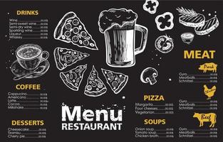 design de modelo de menu para restaurante, ilustração de esboço. vetor. vetor