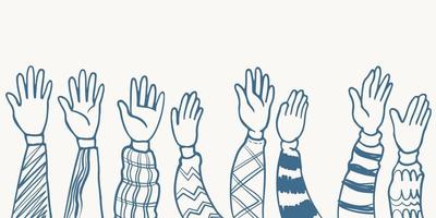 mão desenhada oito mãos cinco palmas ovação esboço ilustração