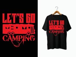 design de camiseta de acampamento. vetor