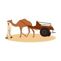 as pessoas andavam com camelos puxando carroças. ilustração vetorial