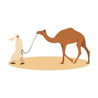 as pessoas andam com camelo. ilustração vetorial