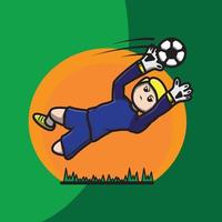 ícone de jogador de futebol kiper pegando a bola vetor