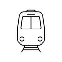 ícone de linha de trem preto. sinal de estação ferroviária para pictograma de transporte público elétrico. trem para o ícone de contorno de viagem de caminho de ferro. símbolo de locomotiva de carga. traço editável. ilustração vetorial isolado. vetor