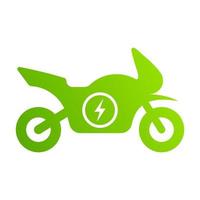 ícone de silhueta verde de moto elétrica. pictograma de glifo de motocicleta elétrica. ícone de transporte urbano alternativo de eletricidade eco. sinal de veículo moto elétrica ecologia. ilustração vetorial isolado. vetor