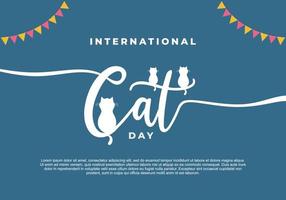 plano de fundo para o dia internacional do gato em 8 de agosto com desenho animado vetor