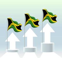 bandeira da jamaica. o país está em alta. acenando o mastro da bandeira em tons pastel modernos. desenho de bandeira, sombreamento para fácil edição. design de modelo de banner. vetor