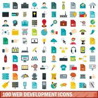 conjunto de 100 ícones de desenvolvimento web, estilo simples