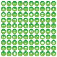 100 ícones do ambiente marinho definir círculo verde vetor