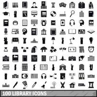 Conjunto de 100 ícones de biblioteca, estilo simples