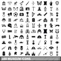 Conjunto de 100 ícones de museu, estilo simples vetor