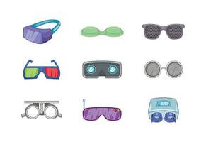 conjunto de ícones de óculos, estilo cartoon vetor