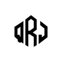 design de logotipo de letra qrj com forma de polígono. qrj polígono e design de logotipo em forma de cubo. qrj hexagon vector logo template cores brancas e pretas. qrj monograma, logotipo de negócios e imóveis.