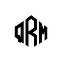 design de logotipo de letra qrm com forma de polígono. qrm polígono e design de logotipo em forma de cubo. qrm hexágono vector logo template cores brancas e pretas. monograma qrm, logotipo comercial e imobiliário.