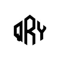 design de logotipo de carta qry com forma de polígono. qry polígono e design de logotipo em forma de cubo. qry hexágono modelo de logotipo de vetor cores brancas e pretas. monograma qry, logotipo comercial e imobiliário.