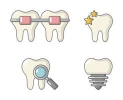 conjunto de ícones de dente, estilo cartoon vetor
