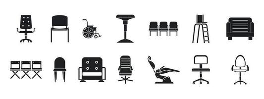 conjunto de ícones de cadeira, estilo simples vetor