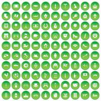100 ícones da europa definir círculo verde vetor
