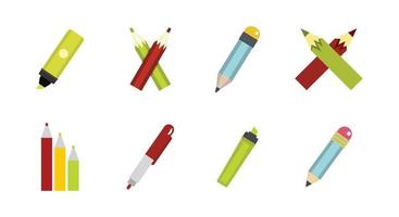 conjunto de ícones de caneta, estilo simples vetor