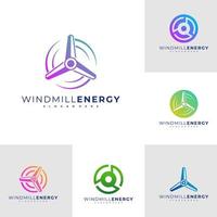 modelo de vetor de design de logotipo de moinho de vento, ilustração de conceitos de logotipo de moinho de vento.